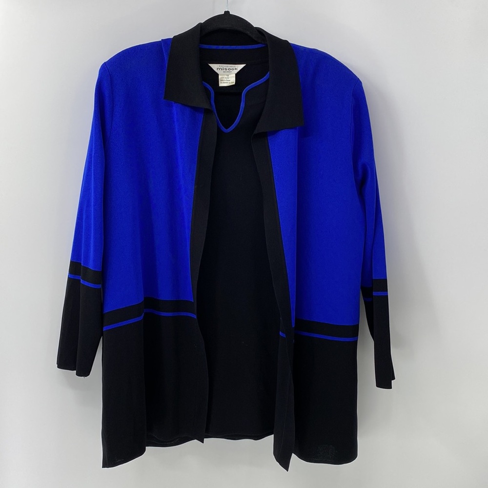 Ming Wang Women's Blue and Black Sweater And Shell
